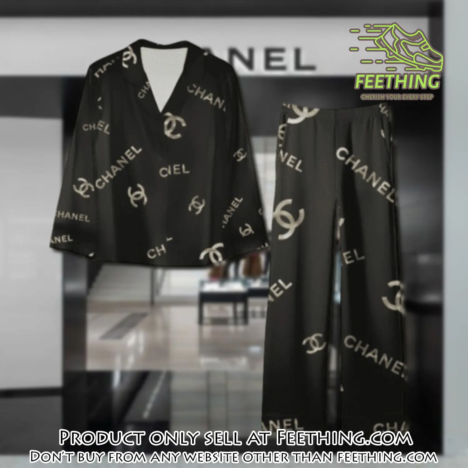 Trending luxury chanel satin pajama set pjs1042 ft5923996